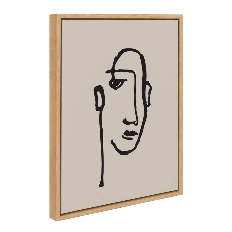 Kate and Laurel Neutral Line Art Frame Canvas by Creative Bunch Studio - 18x24 - Natural