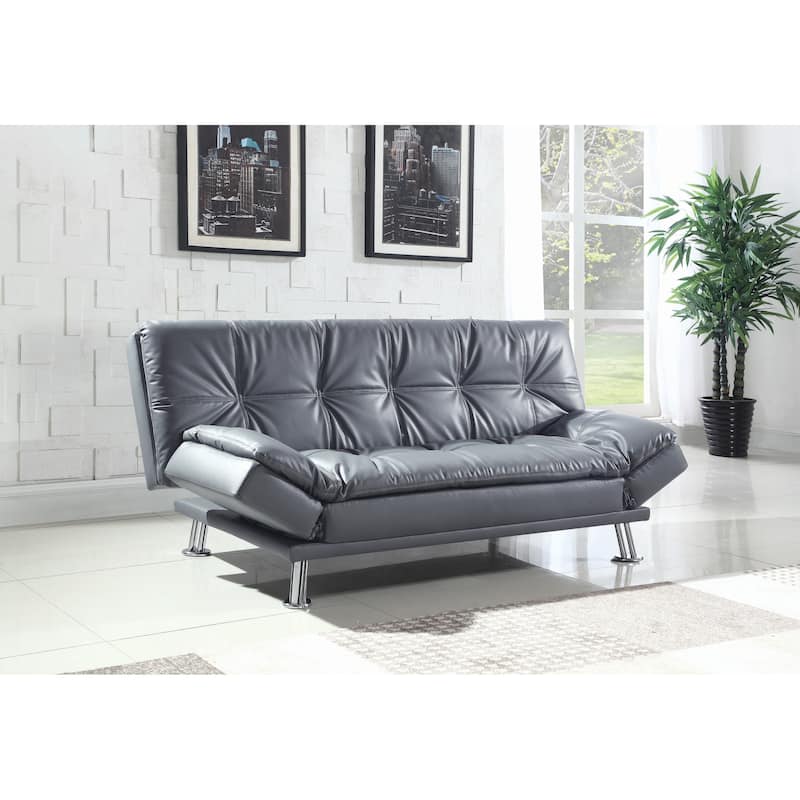 Larkin Upholstered Sofa Bed with Metal Legs - Dark Grey