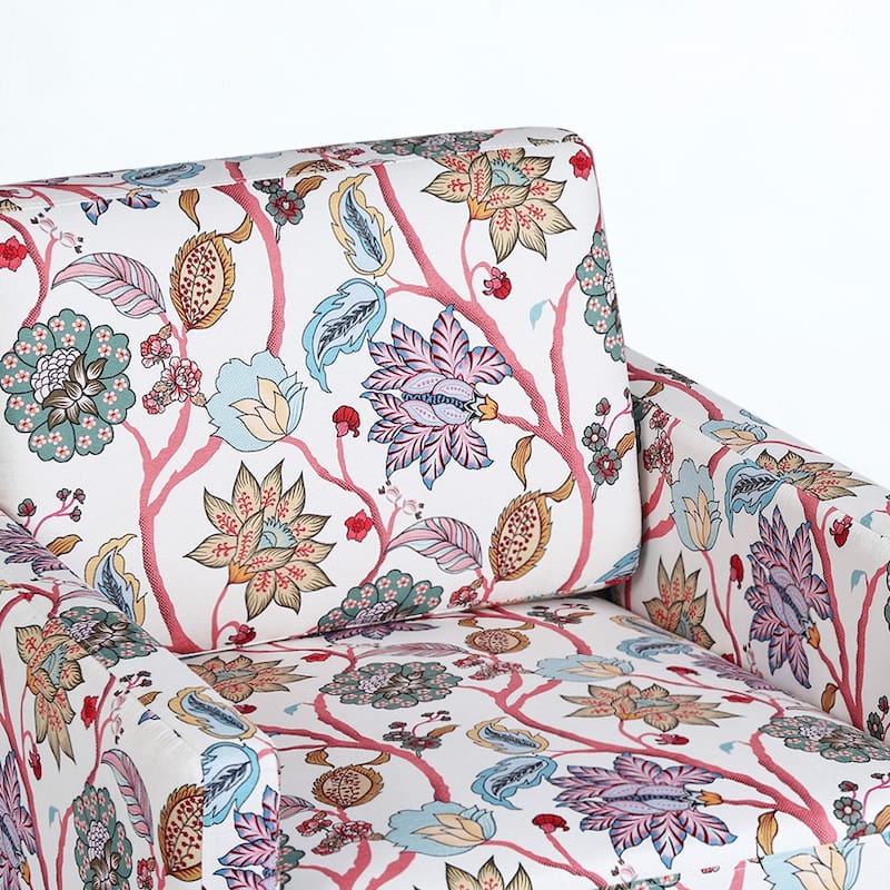 Pattern Swivel Armchair Linen Upholstered Accent Chair