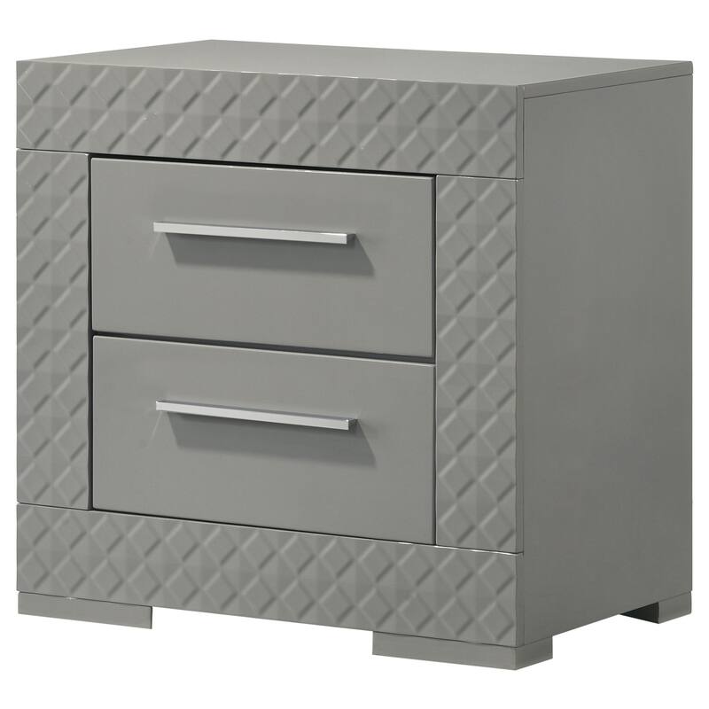 Grey High Gloss 2-Drawer Nightstand - Modern Italian Style