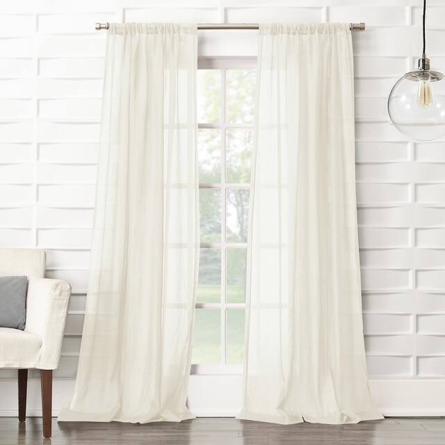 No. 918 Ladonna Crushed Texture Semi-Sheer Rod Pocket Curtain Panel, Single Panel - 50x84 - Cream