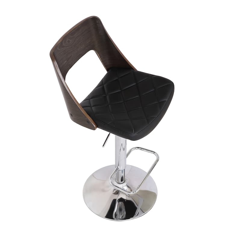 Mid Century Modern Wood/ Metal Adjustable Swivel Barstool