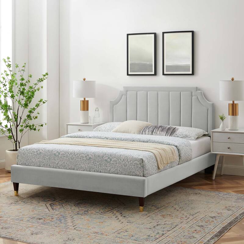 Sienna Performance Velvet Queen Platform Bed