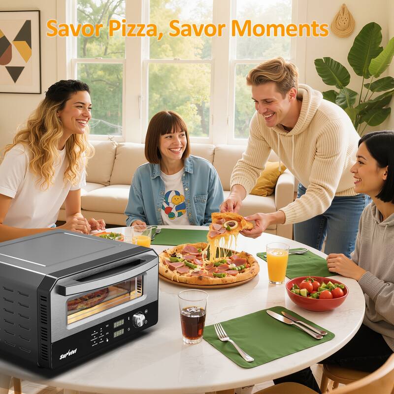 Electric Indoor Pizza Oven with 6 Presets