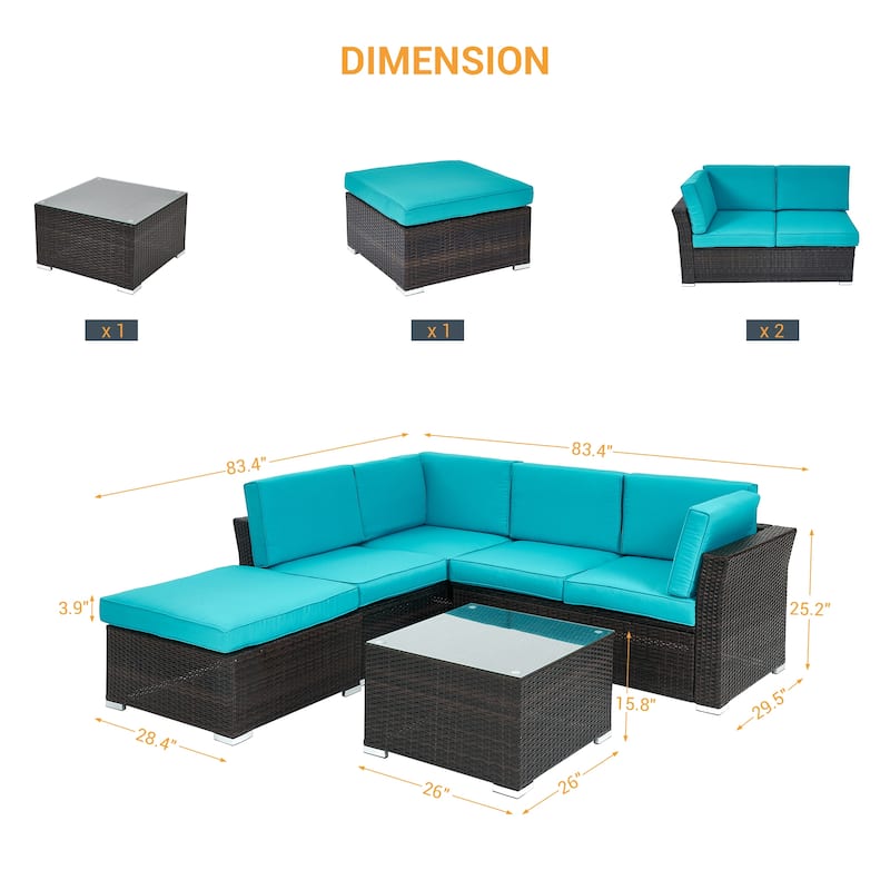 LIVOOSUN 4Pcs Rattan Wicker Conversation Patio Furniture Sets,w/Table