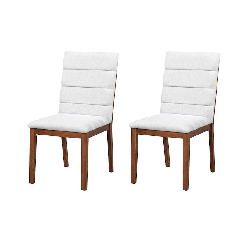 Upholstered Dining Chairs Set of 2, Armless Side Chairs with Solid Wood Legs, Modern Fabric Accent Chairs for Dining Room