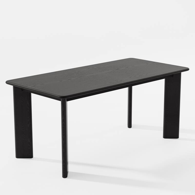 HomeRoots 66" Black Solid Wood Dining Table - 66.38 in. x 29.72 in. x 33.19 in.