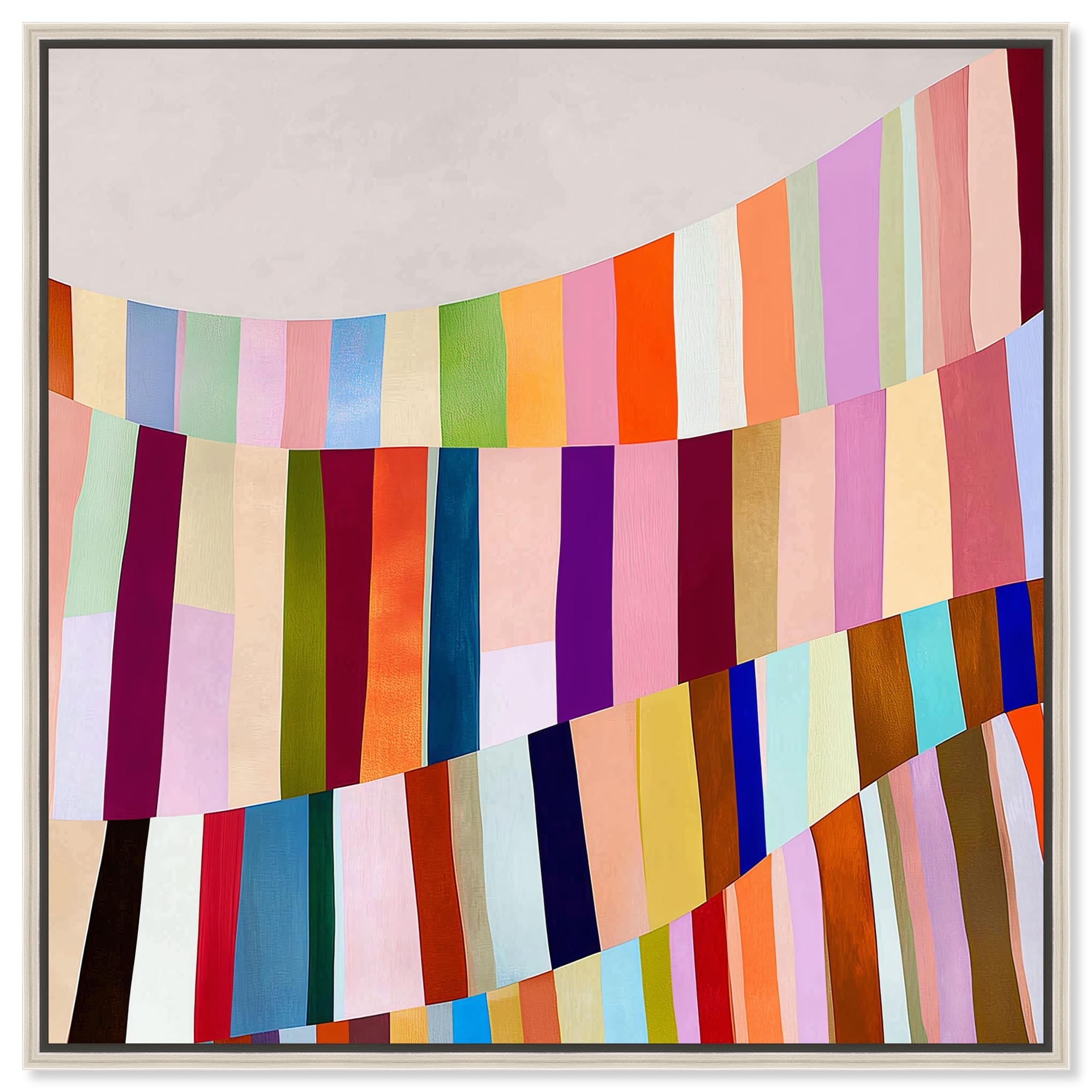 Rainbow Ribbon I Abstract Decor Framed Canvas Print by Art Remedy