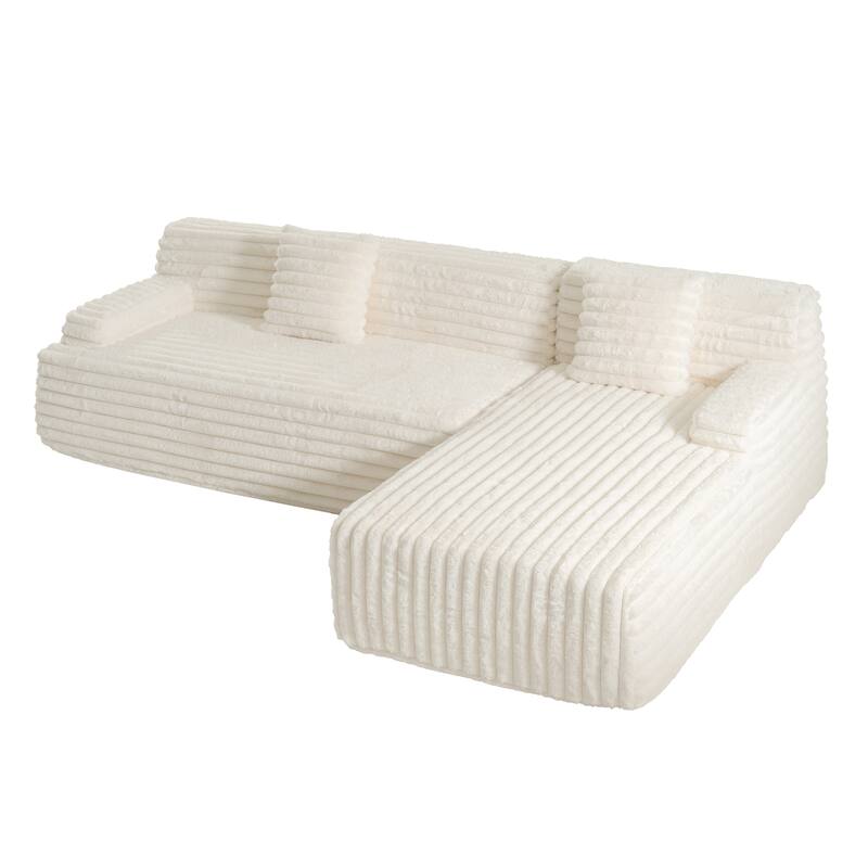 Cloud Sectional Sofa, Modern Upholstered Couch with 2 Throw Pillows, Free-Combined Sofa, Modular Sectional L Shaped Couch