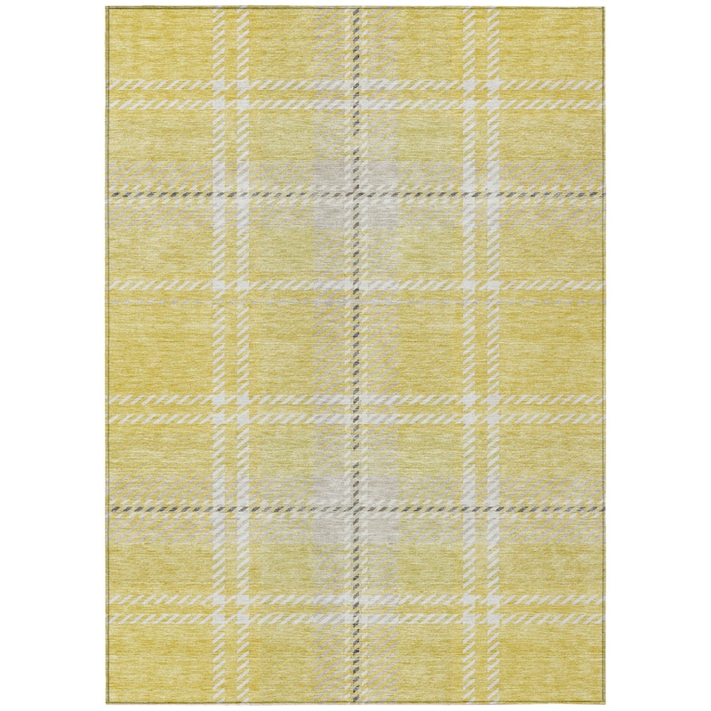 HomeRoots Plaid Transitional Rectangle Outdoor Rug