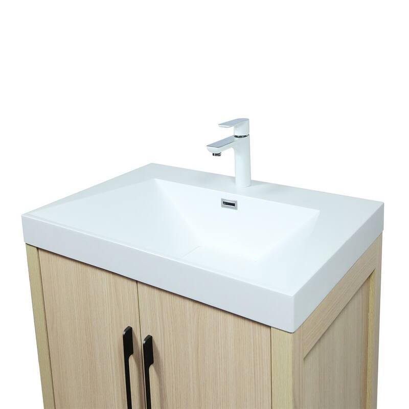 31.5" Single Sink Vanity In Neutral Finish With White Composite Granite Top
