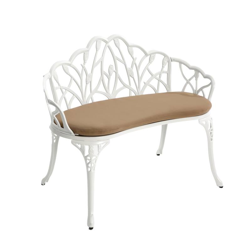 Aluminum 2-Person Classic Outdoor Tulip Garden Bench for Park and Yard