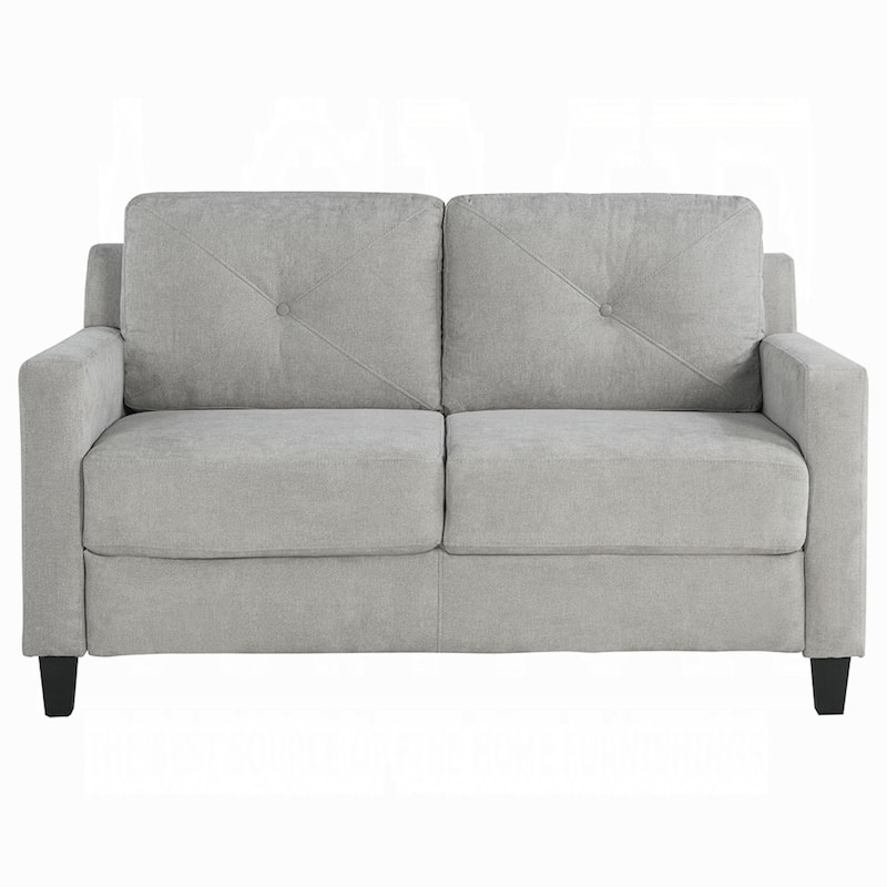 Royi Loveseat, Track Armrest, 58 Inch, Gray Fabric w Tufted Backrest