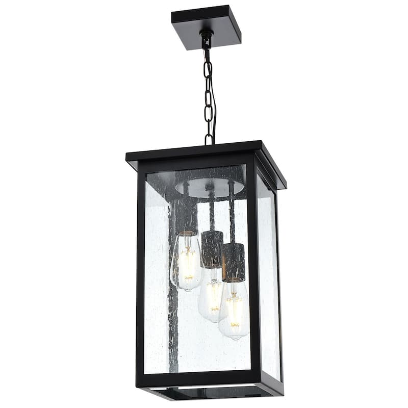 Outdoor Pendant Light Fixture, Exterior Chandelier Hanging Lantern for Front Porch, Anti-Rust Waterproof Farmhouse Ceiling Lamp