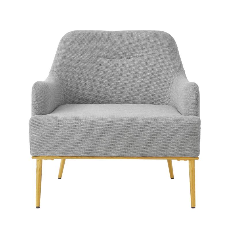 Christopher Knight Home - Modern Upholstered Armchair with Gold Metal Legs and Curved Backrest