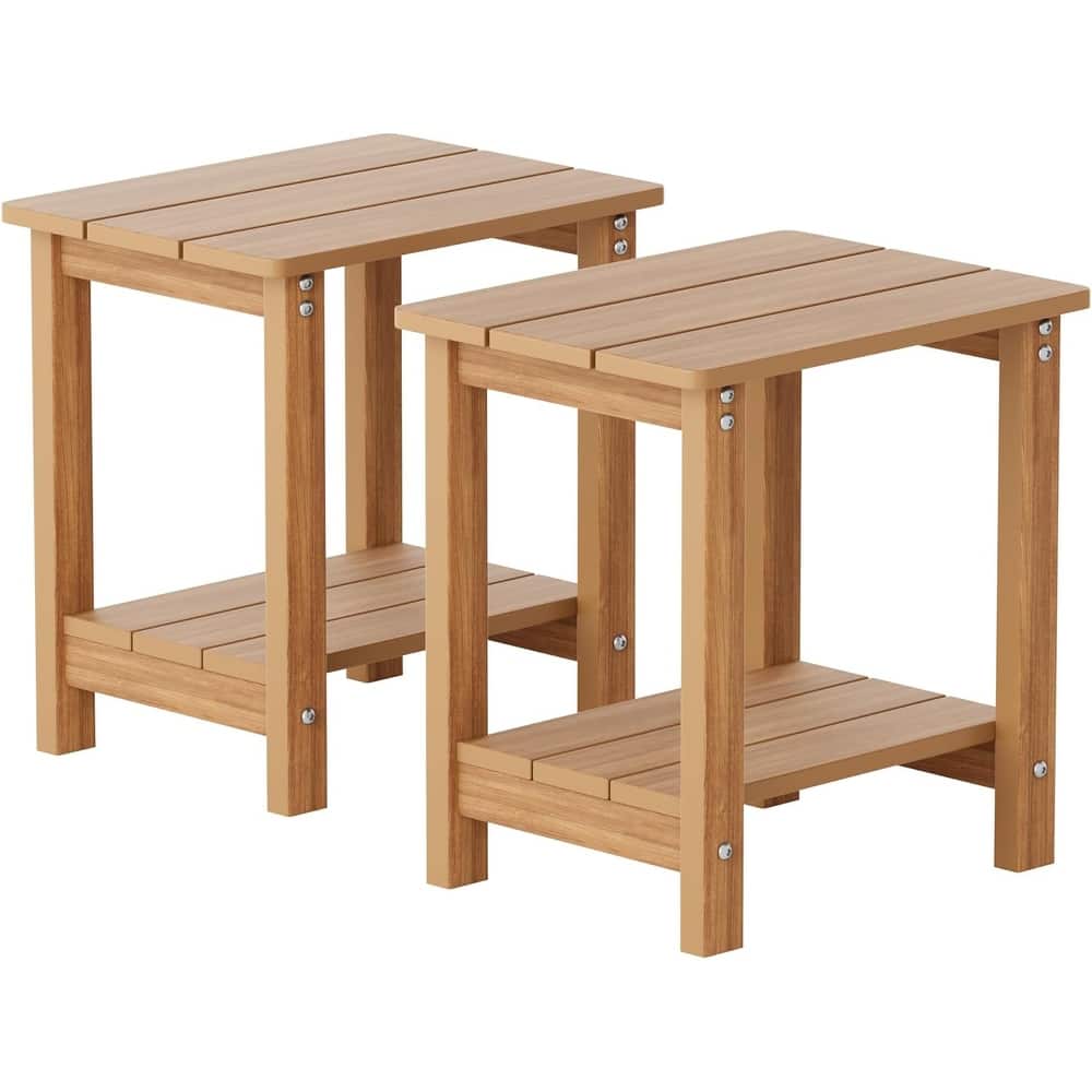 WINSOON Outside Adirondack Square Side Table, Weather Resistant Patio Table Double Layers Set Of 2