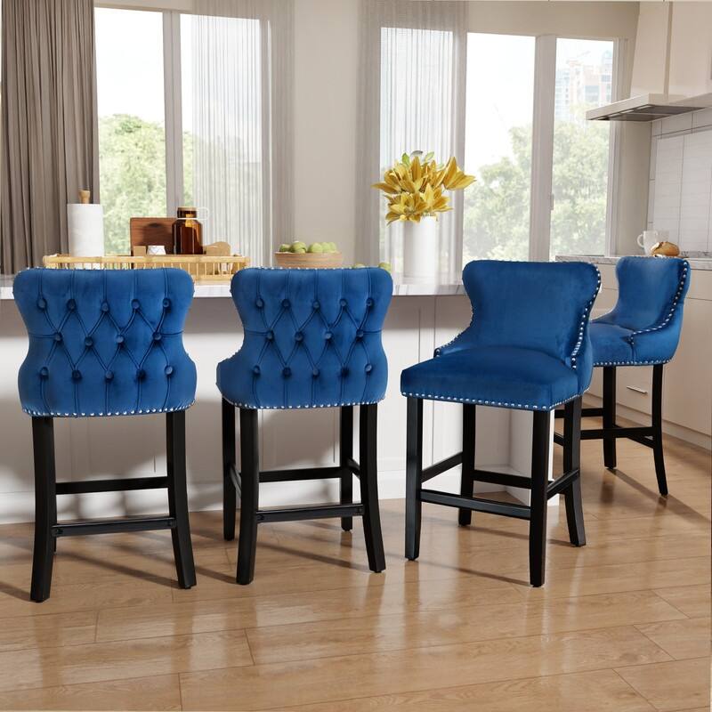Upholstered Wing Back Bar Stools (Set of 6)