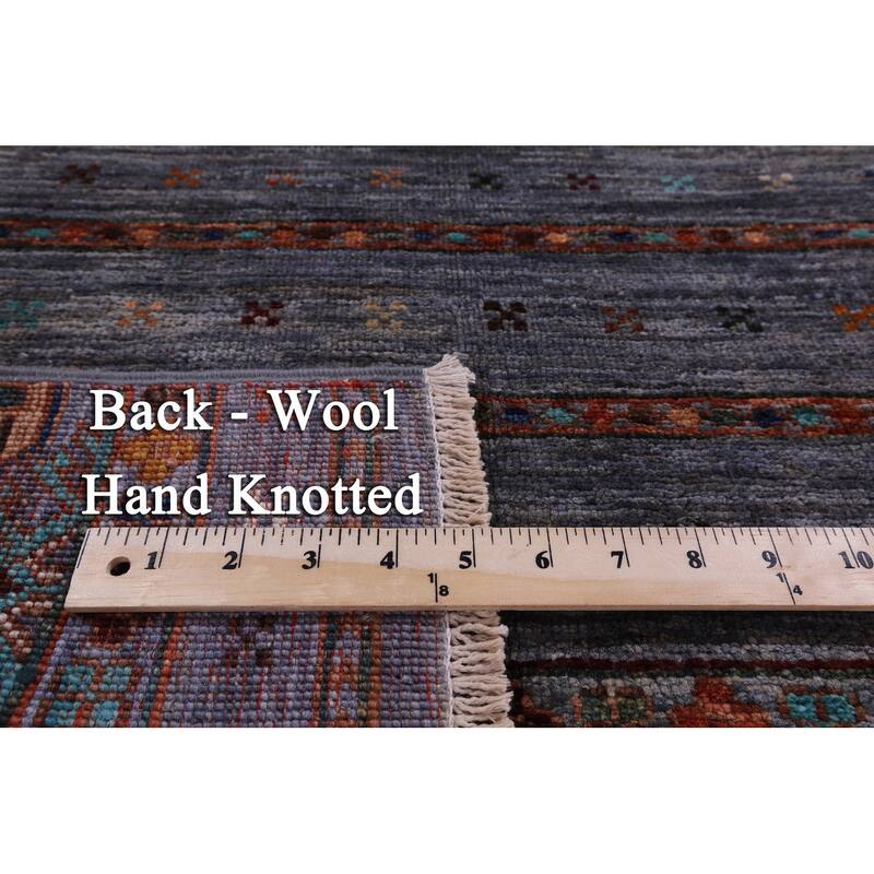Golden Nile Grey Khorjin Persian Gabbeh Hand Knotted Wool Rug - 3' 4" X 5' 2"