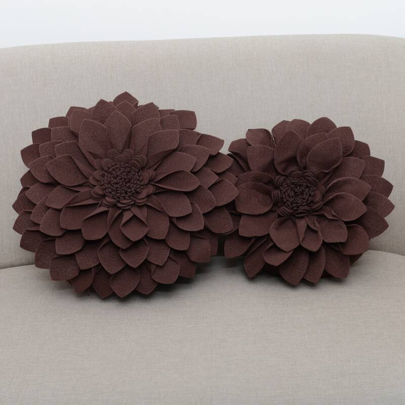 Felt Flower Design Throw Pillow