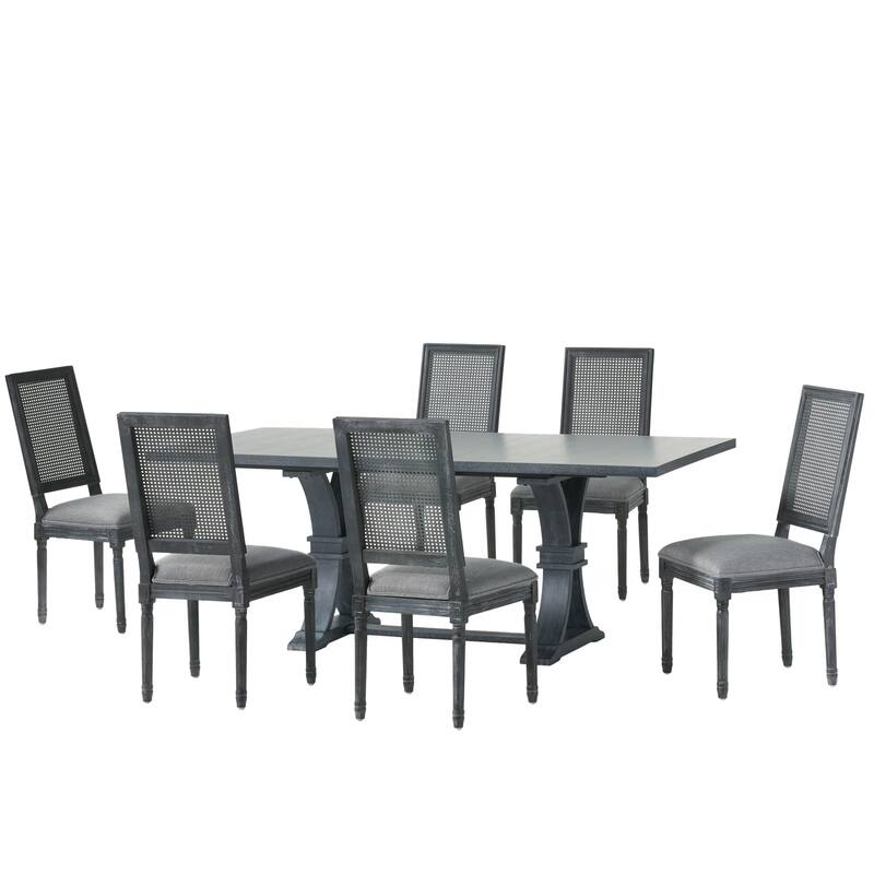 Pampas Wood and Cane Dining Set by Christopher Knight Home