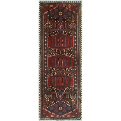Noori Rug Fine Vintage Distressed Jooma Red/Charcoal Runner - 3'3" x 9'4"