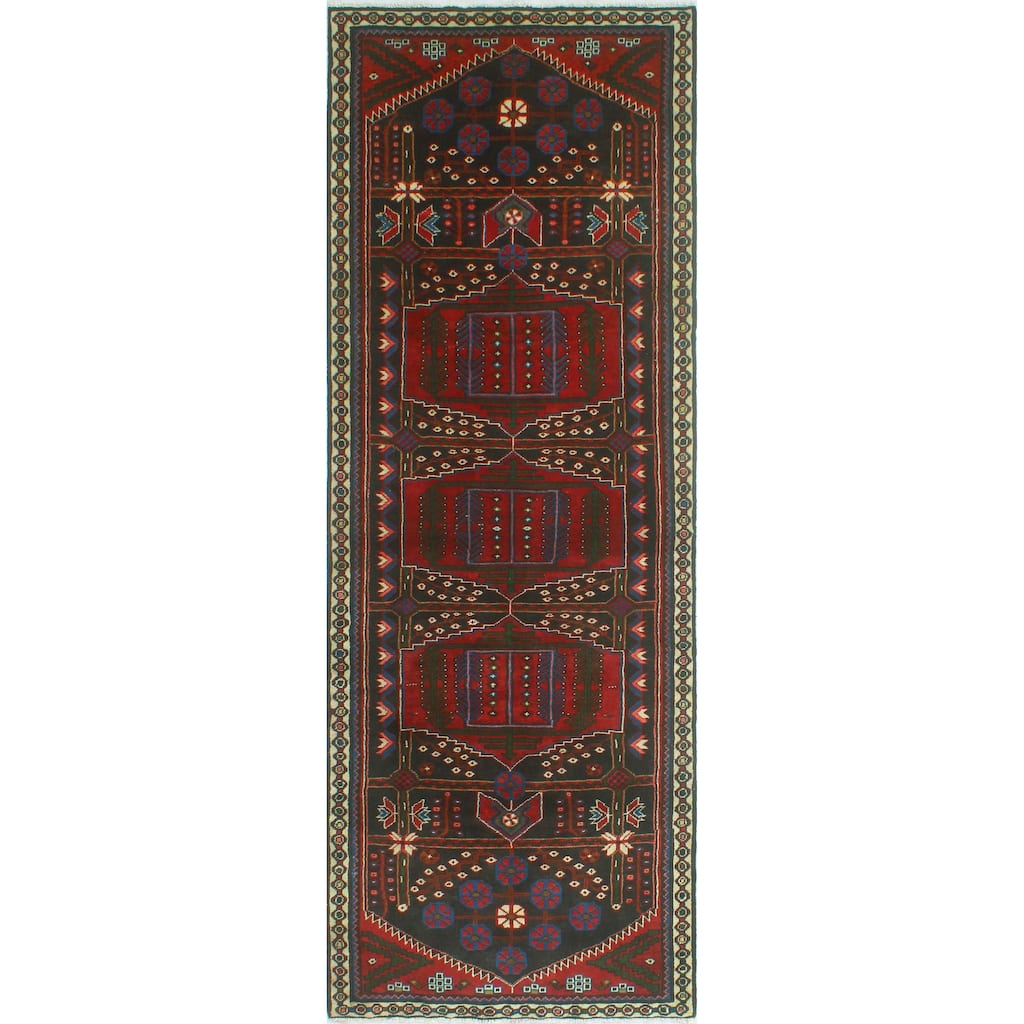 Noori Rug Fine Vintage Distressed Jooma Red/Charcoal Runner - 3'3" x 9'4"