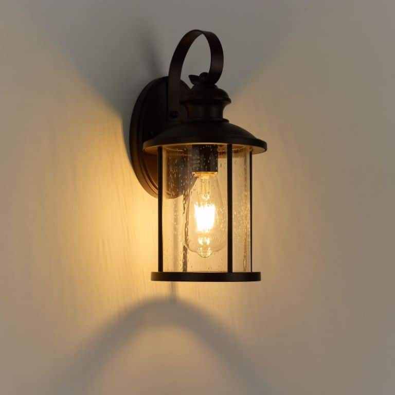 Savitar 13.75"H Round Outdoor Wall Sconce Light with Seeded Glass - Oil Rubbed Bronze