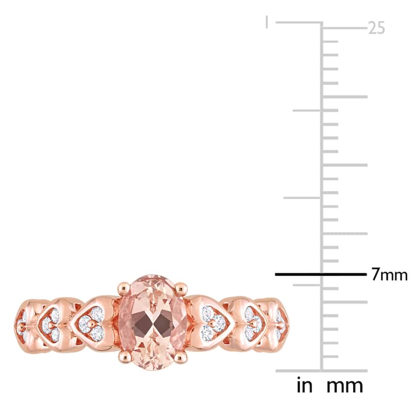Miadora 7/8ct TGW Oval Morganite White Topaz Engagement Ring in 10k Rose Gold