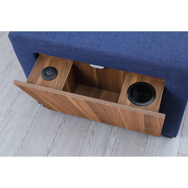 Blue Linen 3-Piece Upholstered Sectional Sofa