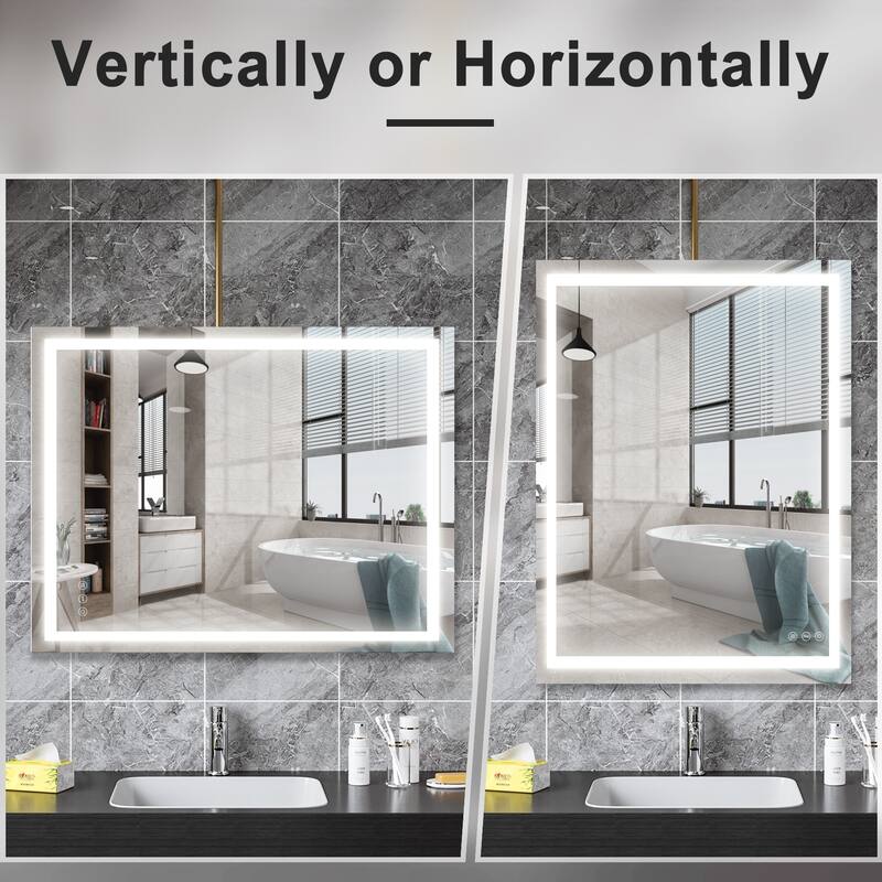 Bathroom Mirror with Lights, Anti-Fog, 3 Color