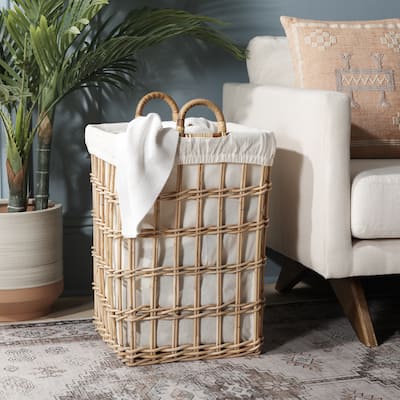 SAFAVIEH Home Collection Runa Basket W/ Liner - 16" W x 16" D x 26" H