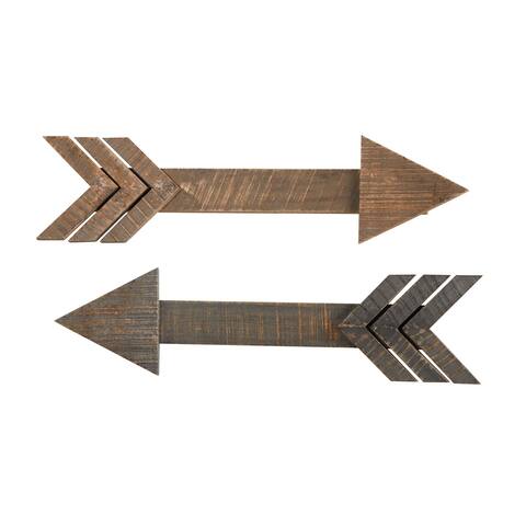 2' Rustic Wood Arrows Wall Art Décor (Set of 2) - 24