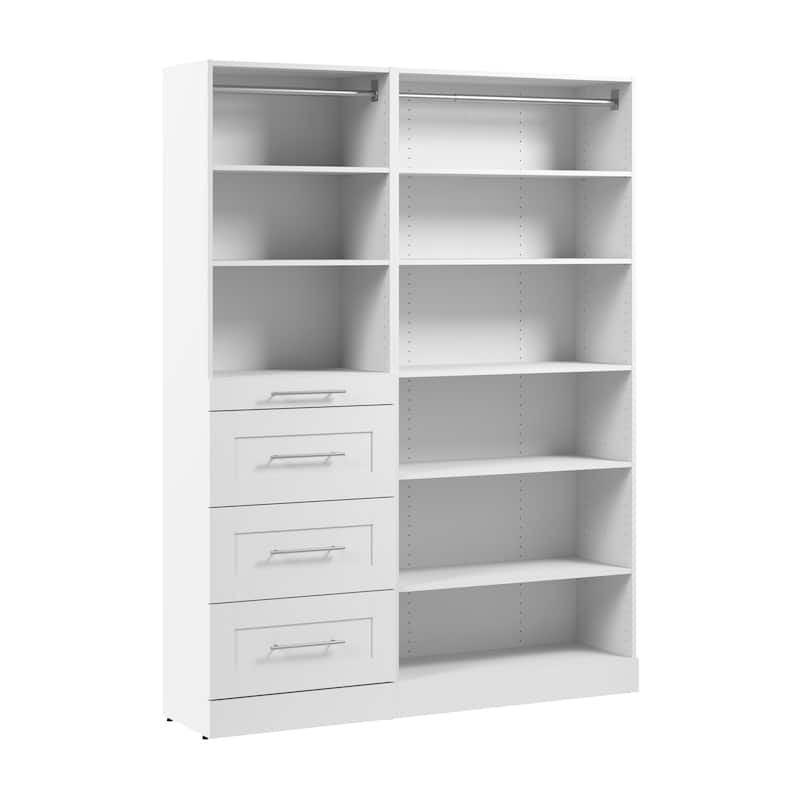 Bestar Florence 61W x 16D Closet System with Drawers, Shaker