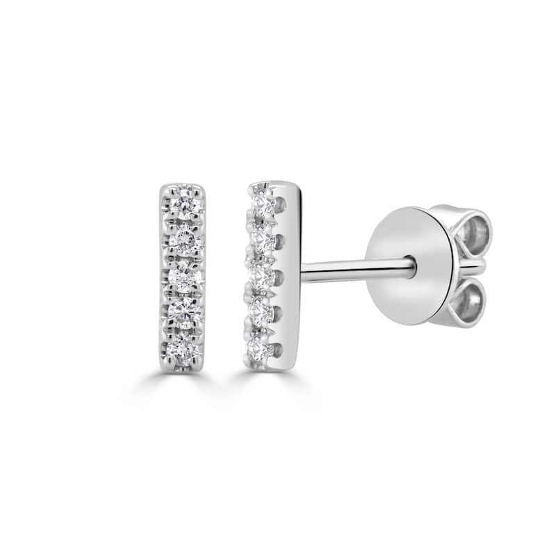 Joelle Collection Diamond Bar Earrings 14K Gold - White
