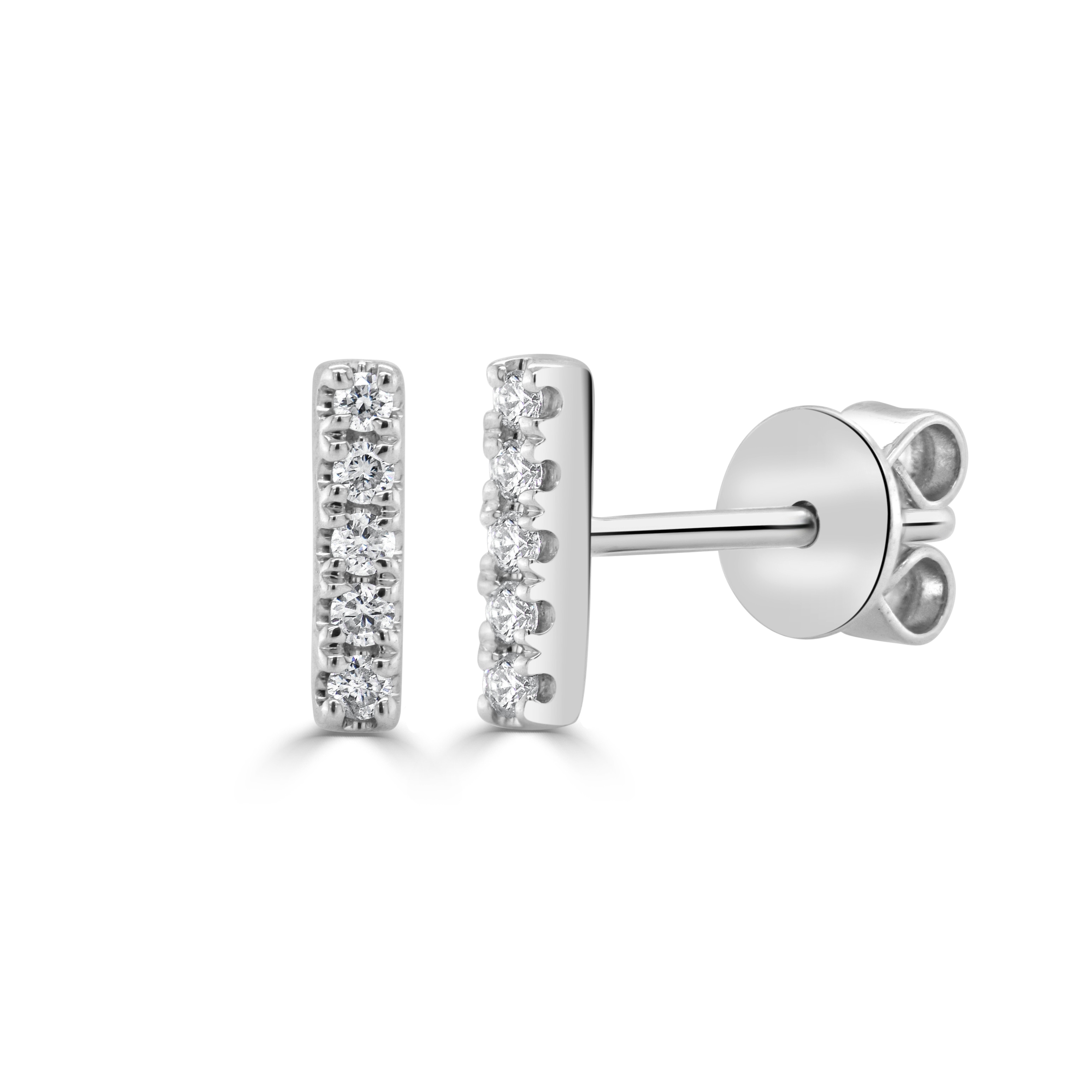 Joelle Collection Diamond Bar Earrings 14K Gold
