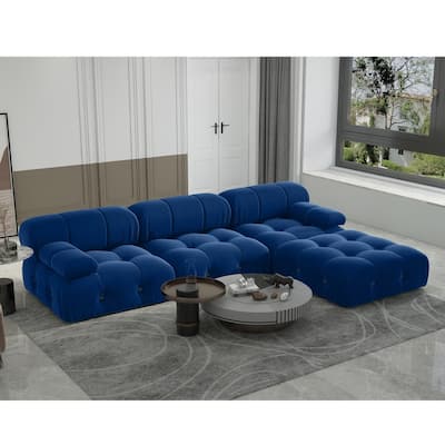 104" L-Shaped Sectional Sofa,Minimalist Velvet Sofas Couches with Reversible Chaise Ottoman