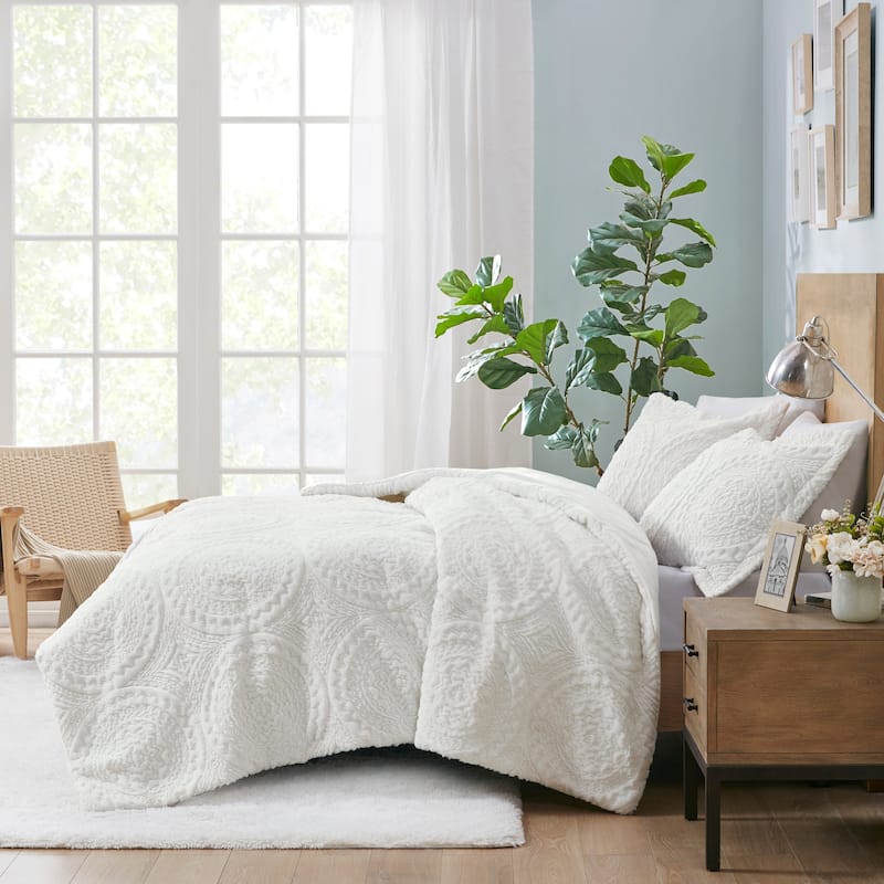 Madison Park Nova Ivory Embroidered Medallion Ultra Plush Comforter Set