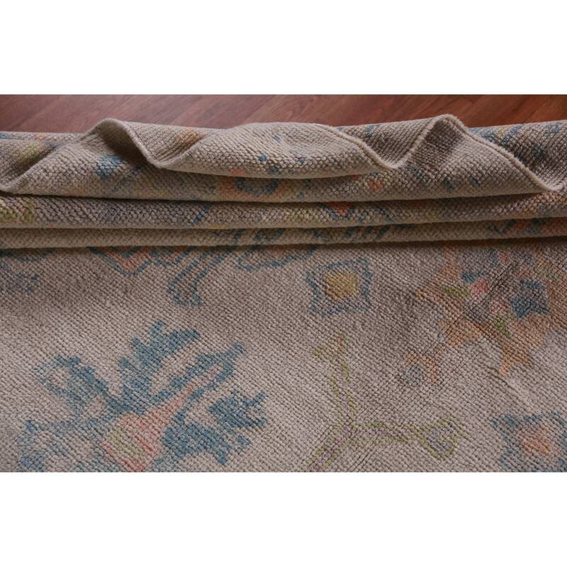 Hand Knotted Oriental 100% Wool Carpet Transitional All-Over Beige & Ivories Oushak Area Rug - 12' 5'' X 8' 7''
