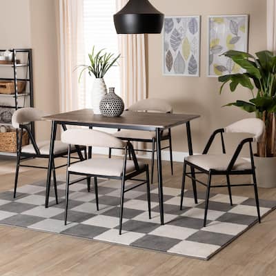 Orrin Modern Industrial Fabric and Metal 5-Piece Dining Set