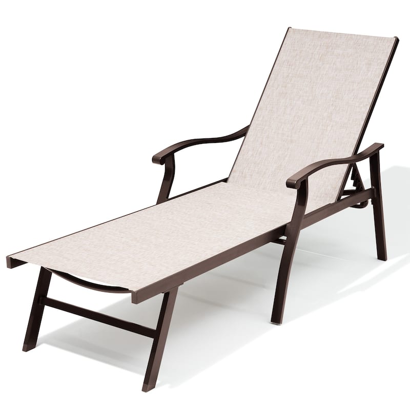 VredHom Outdoor Aluminum Adjustable Chaise Lounge Chairs - 76.18" L ×21.1" W ×13.8" H