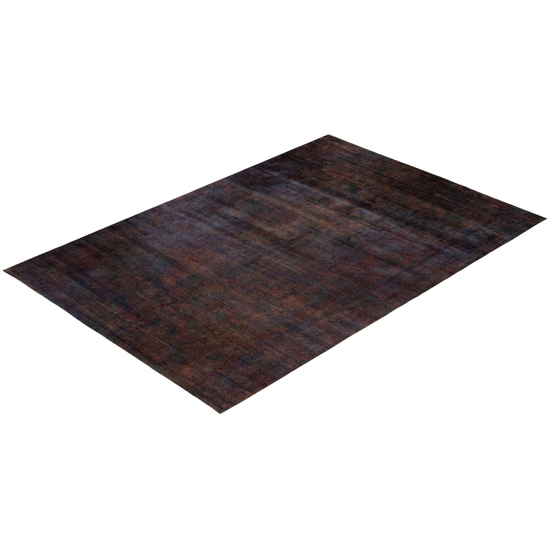 Overton Handknotted Wool Vintage Inspired Contemporary Overdyed Brown Area Rug - 18' 9" x 12' 5"