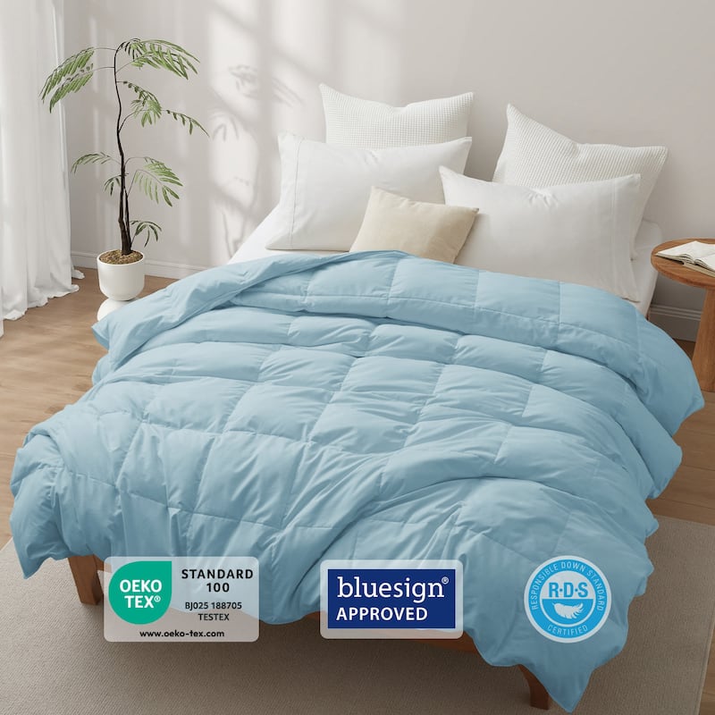 Medium Warmth All Season 600 Fill Power White Goose Feather Down Comforter Duvet Insert