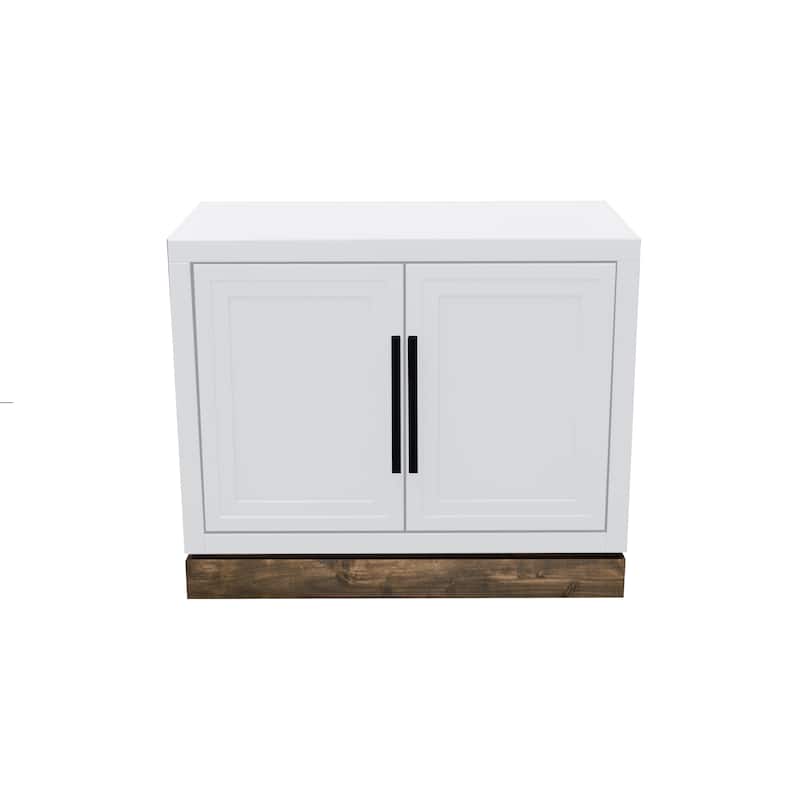 Bridgevine Home Nora Modular 2-Door Base Cabinet, No Assembly Required, Two-Tone Finish - Jasmine Whitewash and Barnwood