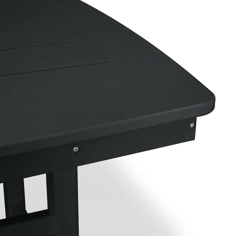 HDPE Poly Lumber Bar Height Patio Table, All-Weather Outdoor High Top Bistro Table, Slatted Top, Easy Assembly