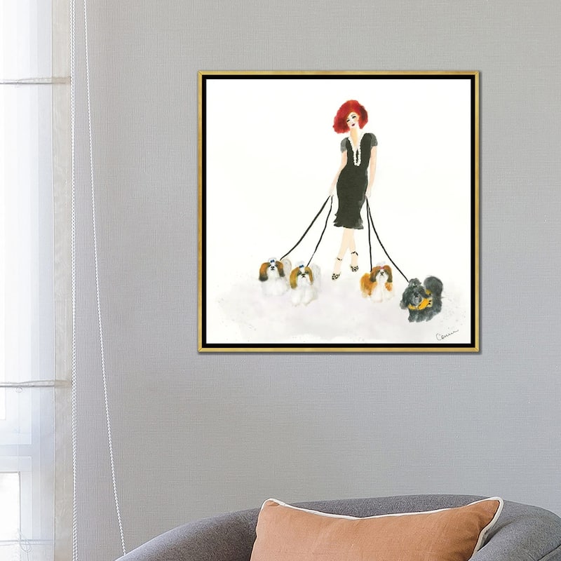 iCanvas "Shih Tzu Stroll" by Connie Collum Framed Canvas Print