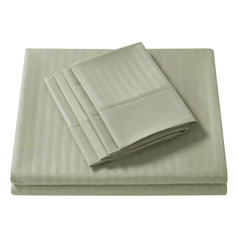 Sweet Home Collection 6 Piece Embossed Dobby Stripe Sheet Set, Double Brushed Microfiber.