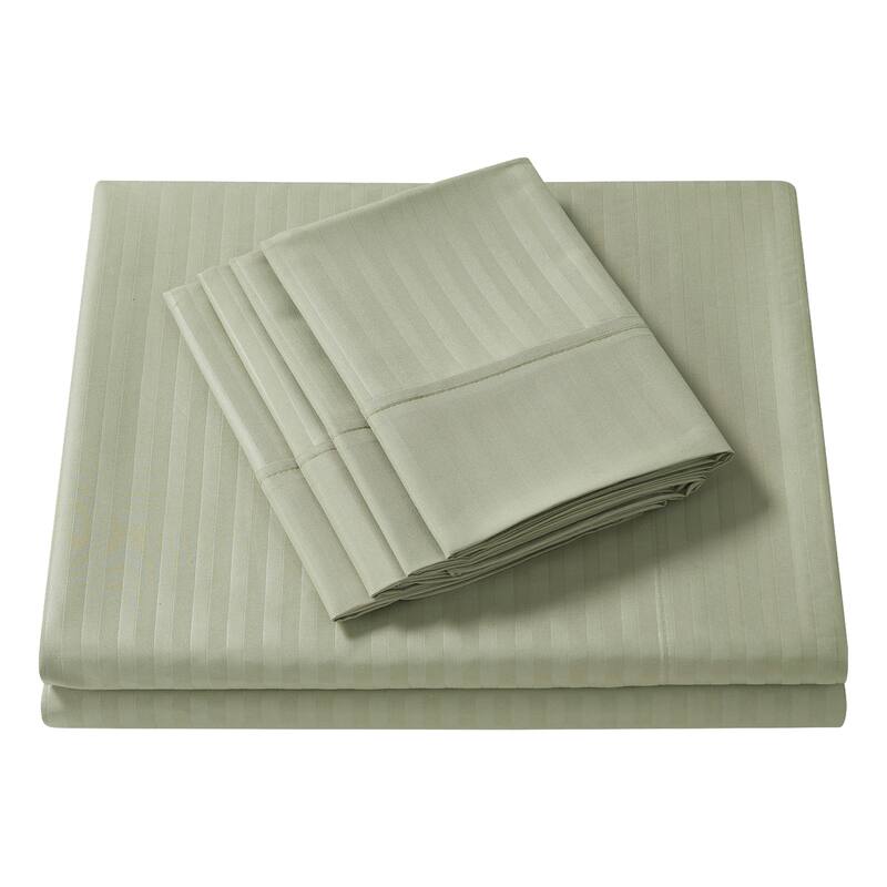 Sweet Home Collection 6 Piece Embossed Dobby Stripe Sheet Set, Double Brushed Microfiber