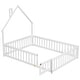 preview thumbnail 18 of 54, Pine Wood House-Shaped Headboard Floor Bed Frame with Fence & Guardrails for Kids Girls Boys