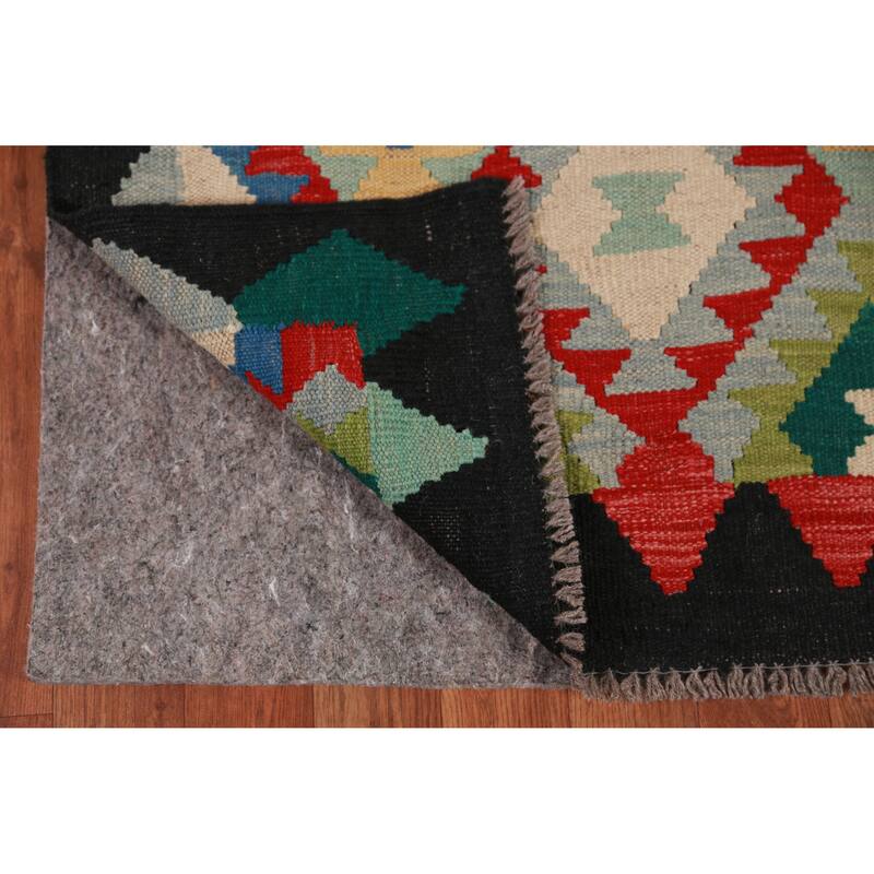 Kilim Runner Rug Hand-Woven Oriental Wool Carpet - 2'9" x 12'11"