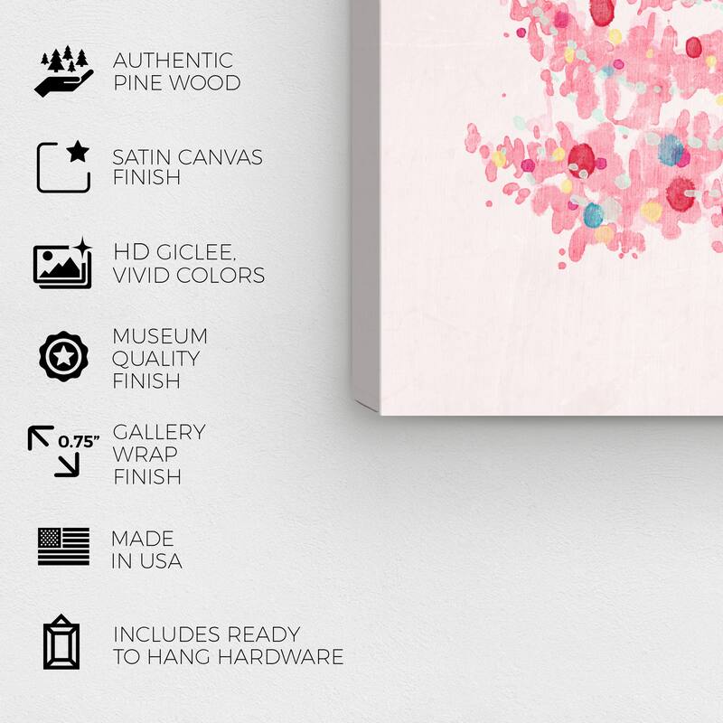 Wynwood Studio Canvas Holiday and Seasonal Xmas Tree Candy Ornaments Pink Modern & Contemporary Wall Art Canvas Print
